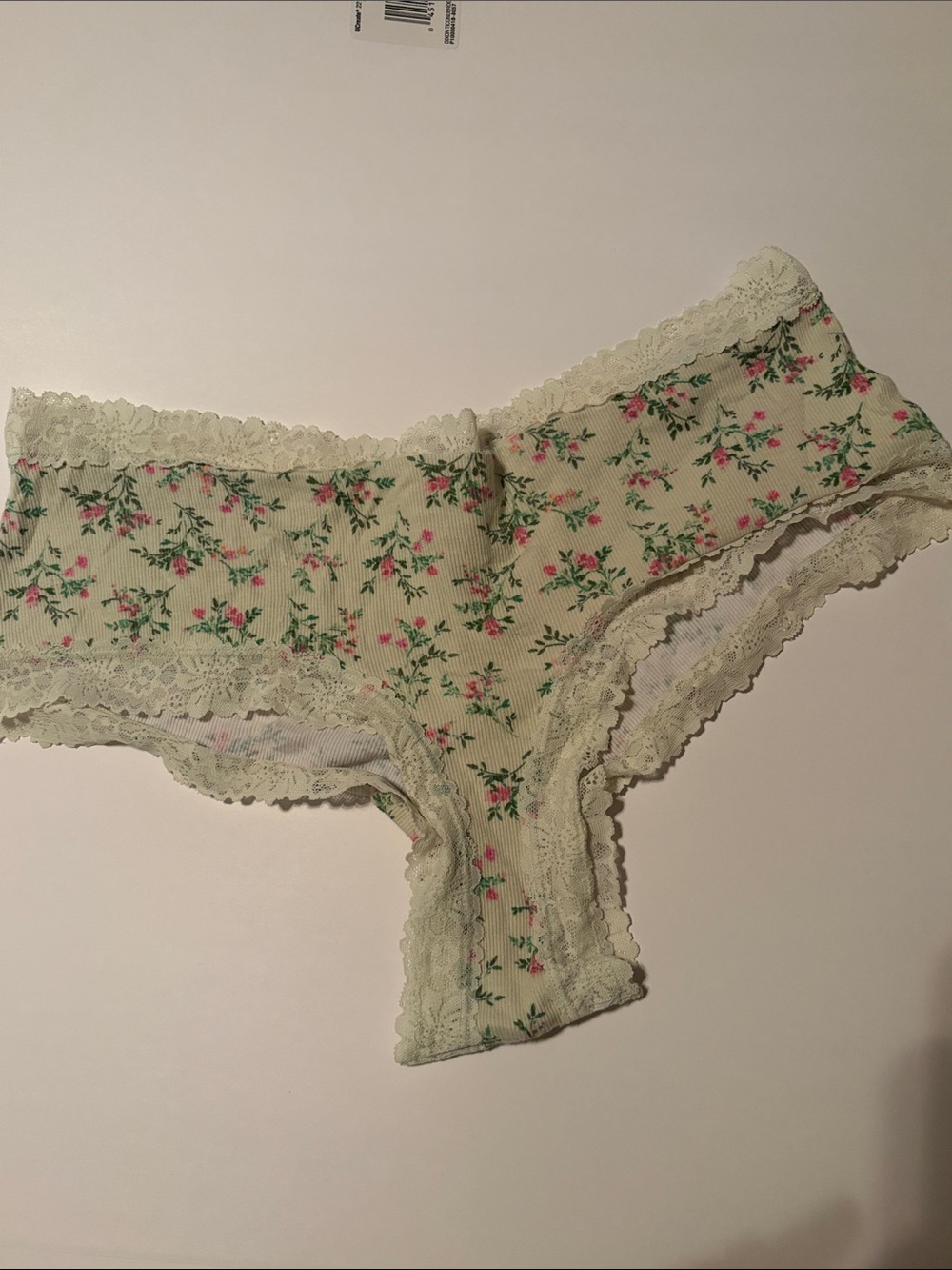 Victoria's Secret PINK Lace-Trim Cheeky Panty in Mint Green w/ Pink Flowers